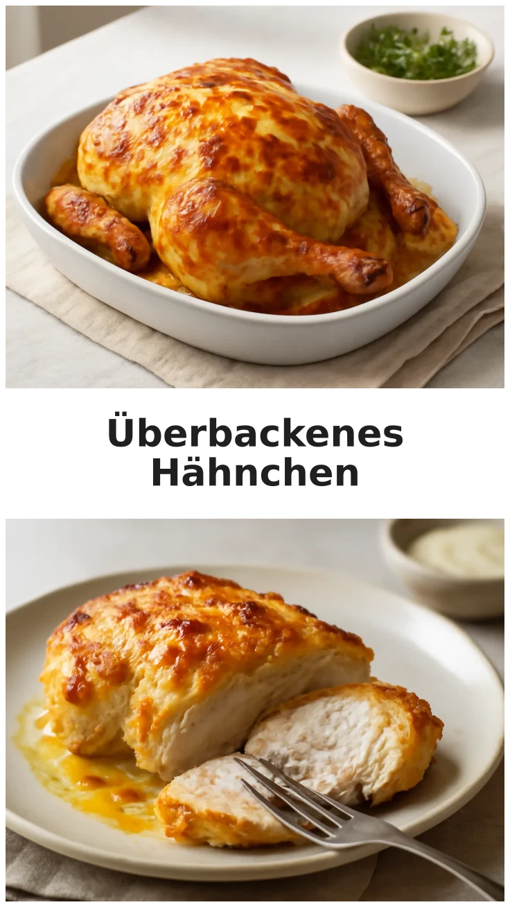 Goldbraun überbackenes Hähnchen aus dem Ofen mit Käse 3 Goldbraun überbackenes Hähnchen mit Käse aus dem Ofen