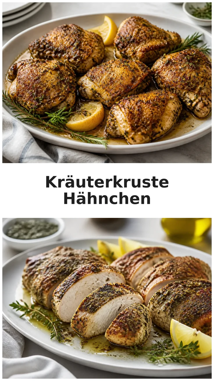 Knuspriges Hähnchen mit Kräuterkruste aus dem Ofen Knuspriges Hähnchen mit Kräuterkruste aus dem Ofen